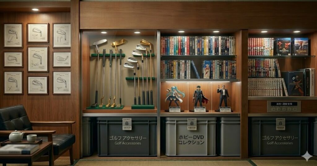 趣味グッズが収納されたトランクルーム