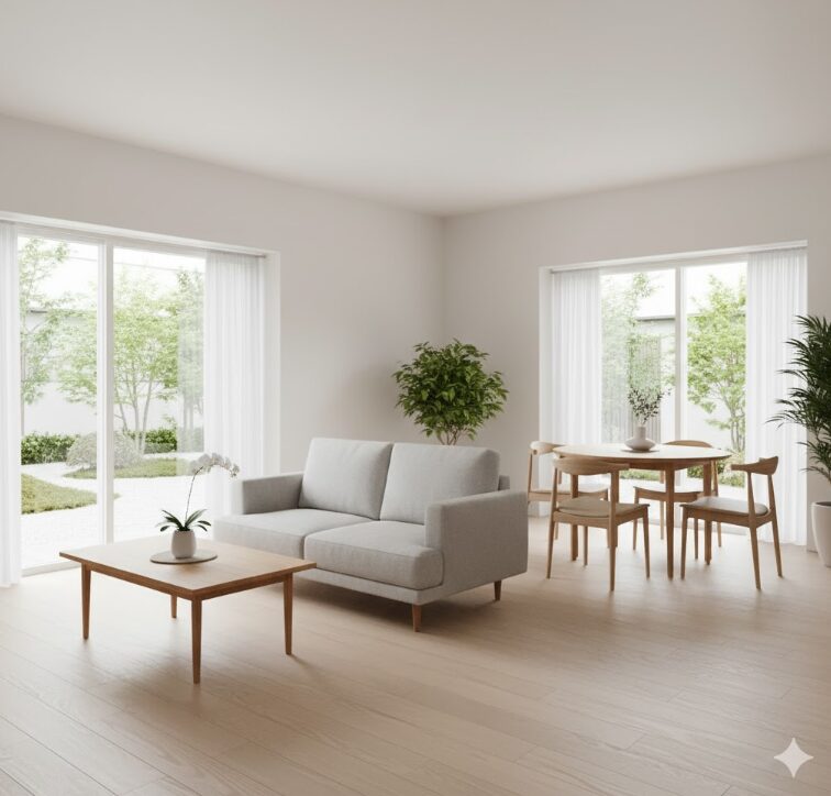 収納が少ないが整頓された部屋。