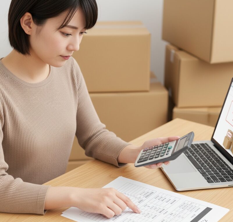 スペラボの料金プランと初期費用を電卓で計算し比較する日本人女性