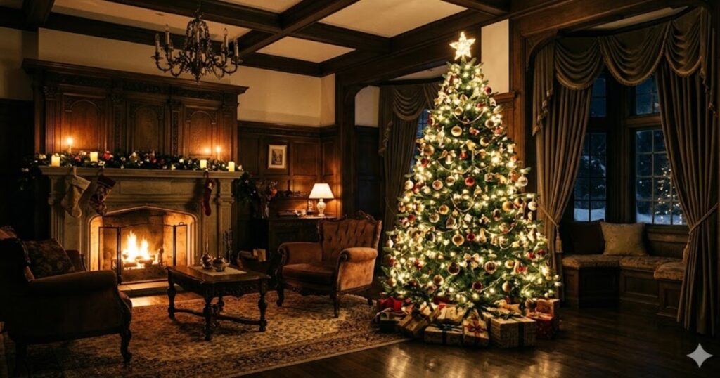 クリスマスツリーが飾られた部屋