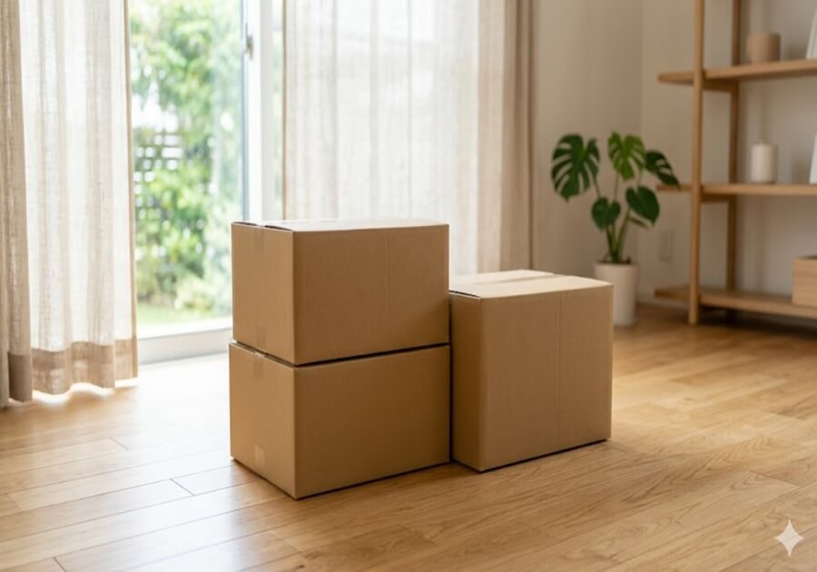 部屋に置かれた段ボール