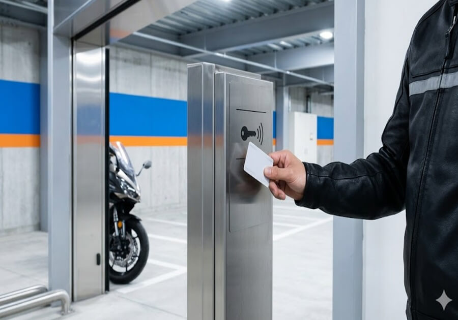 セキュリティ万全なバイクパーキング