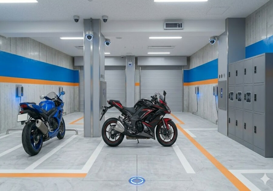 便利な屋内のバイクパーキング