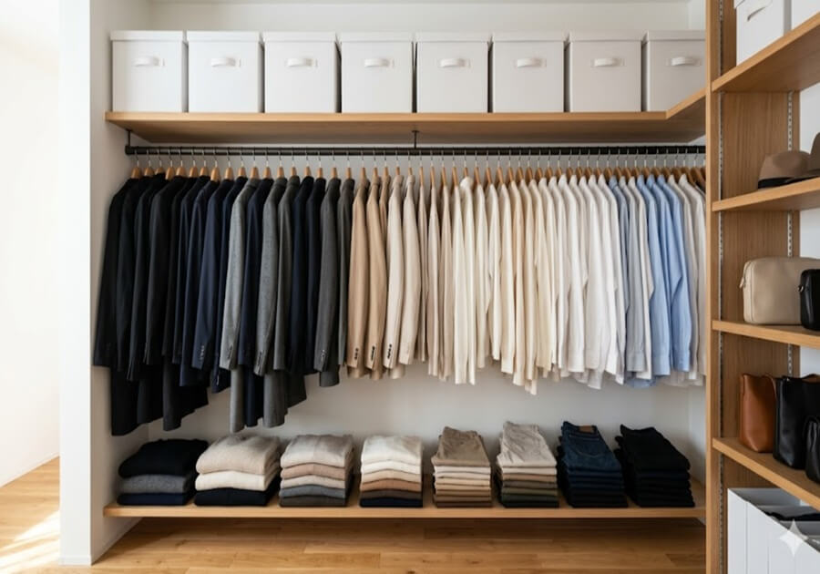 整ったクローゼットの内部