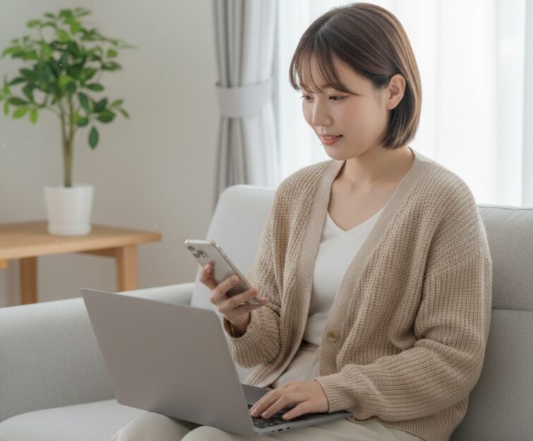 ヤフオクに出品する手続きをする人