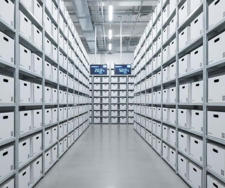 寺田倉庫minikuraの、温度と湿度が徹底管理された清潔で安全な保管倉庫の内部イメージ