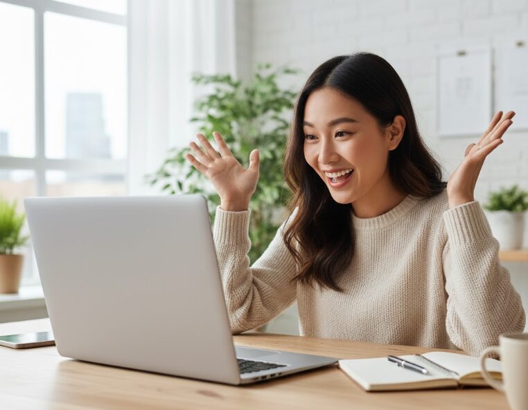 トランクルームを安く契約できて喜ぶ女性