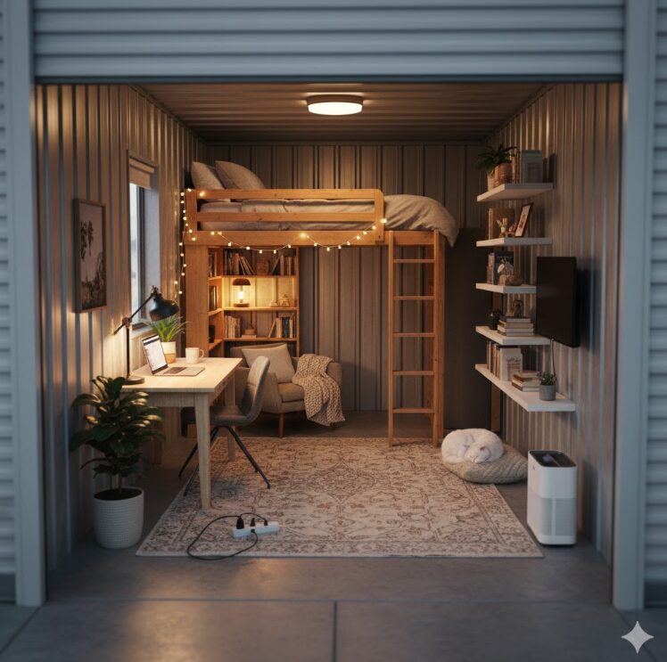 部屋のようになった快適そうなトランクルームの中の様子。