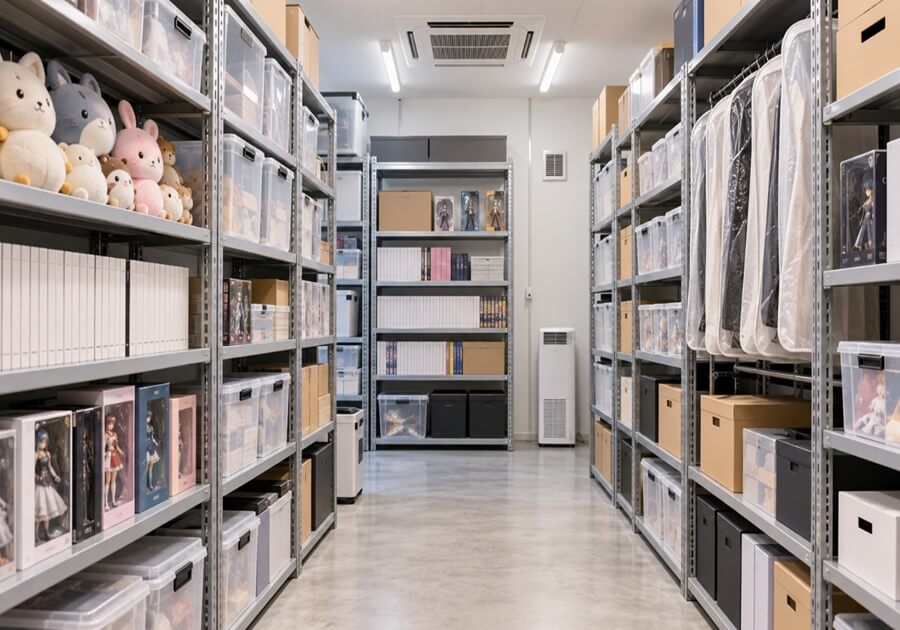 フィギュアや漫画を保管した屋内型トランクルーム