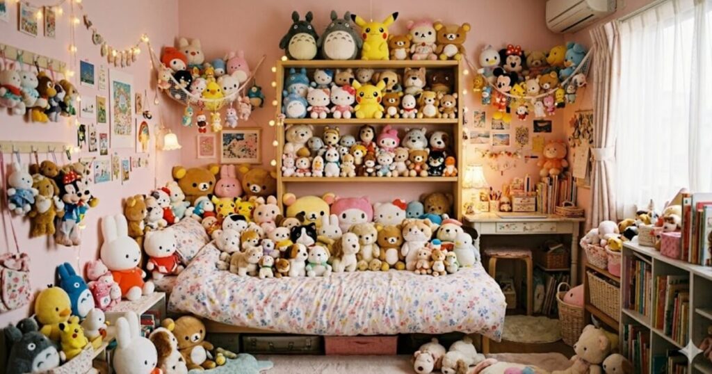 ぬいぐるみで圧迫された部屋