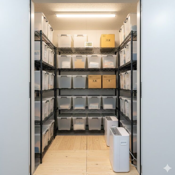 カビ対策を施したトランクルームの中。