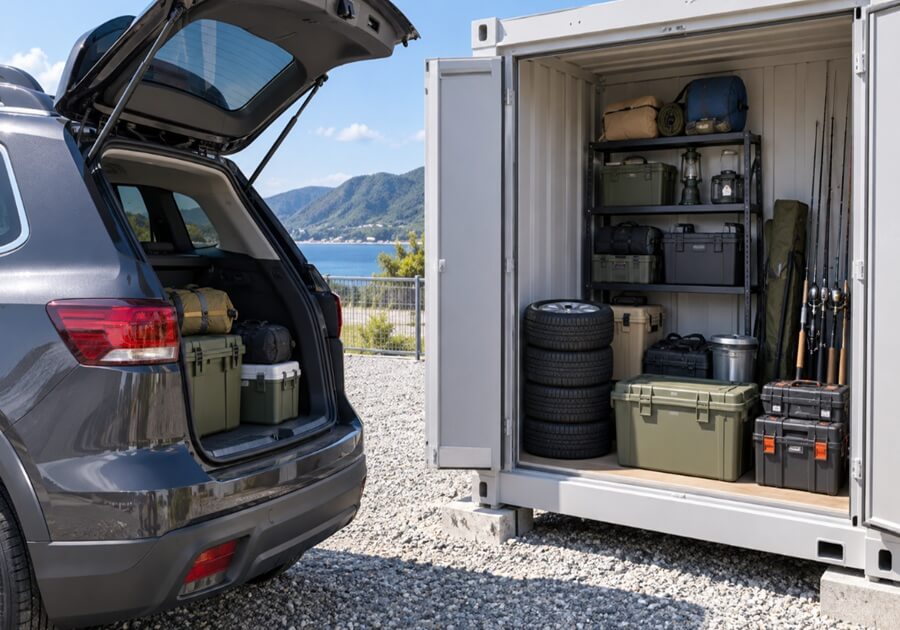 車を横付けして荷物を出し入れできる屋外型トランクルーム