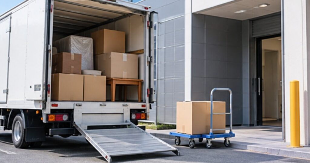 トランクルームに預ける荷物をトラックで運搬しようとしているイメージ