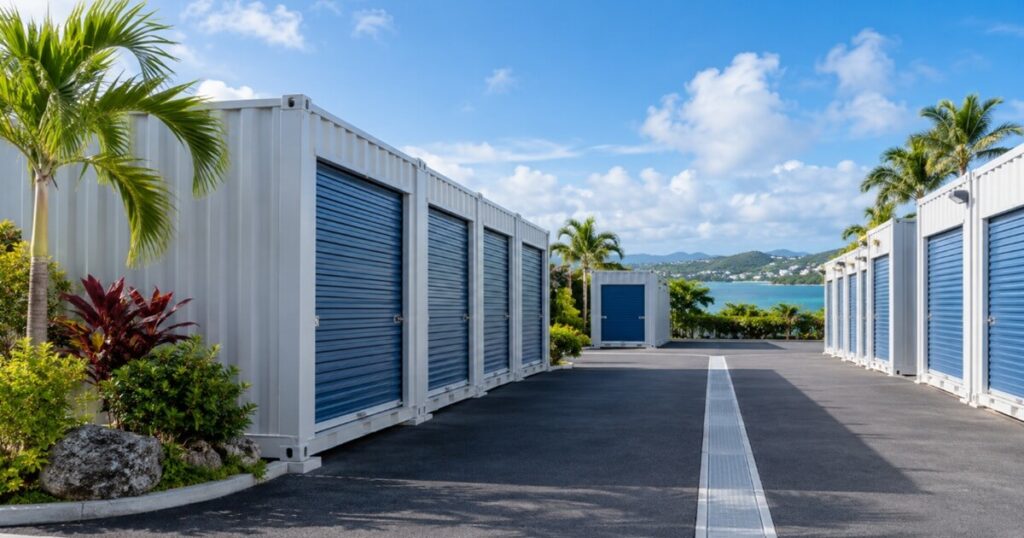 うるま市の屋外型トランクルームをイメージした収納施設