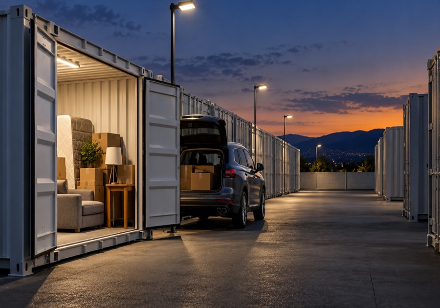 車を横付けして荷物を搬入できる屋外型トランクルーム